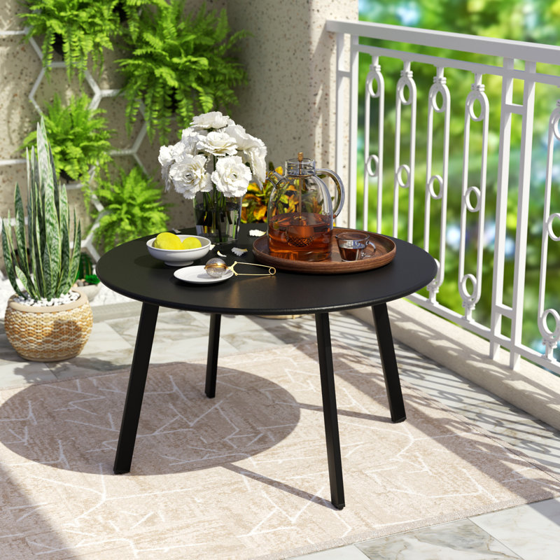 Cera 27.5 Outdoor Round Steel Coffee Table Black